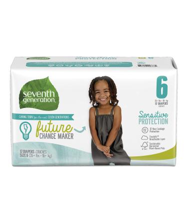 Seventh Generation Baby Diapers, Sensitive Protection, Size 6, 17 Count