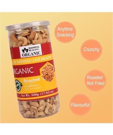 Blessfull Healing Organic Natural Vegan Fiery Hot Roasted Halves/Pieces Cashew Nuts Crunchy Kaju 500 Gram - Buy Online on GoSupps.com
