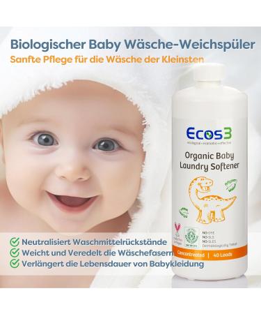 Buy Organic Baby Fabric Softener - Eco-Friendly Perfume-Free & Dermatologically Tested - 40 Washes - Sensitive Skin Care - Buy Online on GoSupps.com