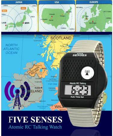 Atomic English Speaking Watch for Seniors | Talking Clock Gift for Visually Impaired - Model 5 Senses 1095BK Silver | Ship Worldwide - Buy Online on GoSupps.com