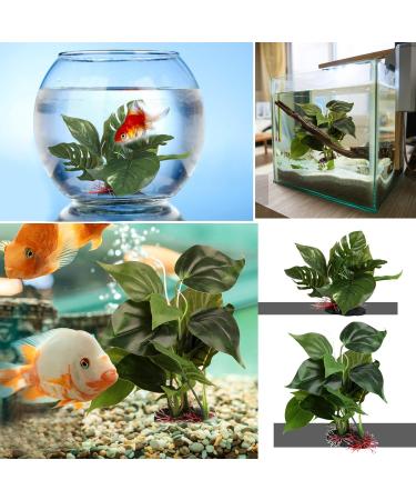 Artificial Aquarium Plants Decoration - 2 Pieces (23cm & 18cm) - Realistic Plastic Aquatic Plants for Home & Office Aquariums - Buy Online on GoSupps.com