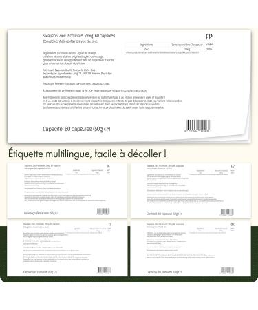 Swanson Zinc Picolinate (Zinc Picolinate) with 22mg Elemental Zinc 60 Capsules High Dosed Lab Tested Soy Free Gluten Free Non-GMO - Buy Online on GoSupps.com