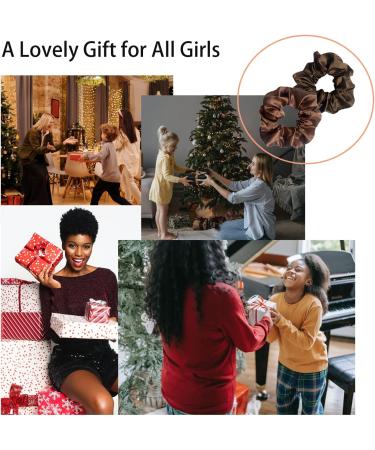 2 PCS Hair Scrunchies Silk Stretchy Solid Color Hairbands for Thick hair Curly Hair Thin Hair Sleeping Traceless Frizz Prevention Girls Women Use Red Brown Light Brown Light&Red Brown - Buy Online on GoSupps.com