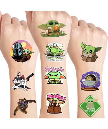 200 Pcs Y-oda Tattoo Stickers Party Favors  Cartoon Waterproof Tattoo Stickers Star War Theme Party Favor For Kids Boys and Girls 200 PCS tattoo stickers