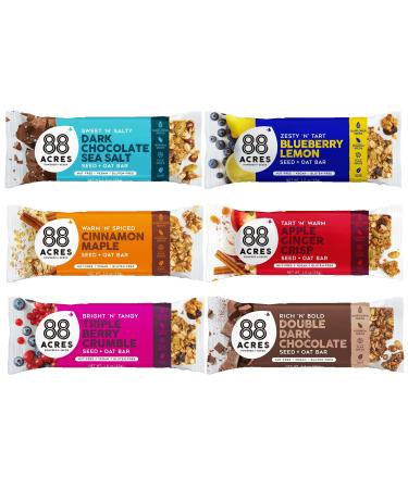 88 Acres Granola Bars | Gluten Free, Nut-Free Oat and Seed Snack Bar | Vegan & Non GMO | 6 Pack (Variety Pack)