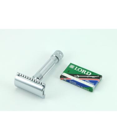 Men's G.B.S Heavy Duty Shaving Set - MK 34 Safety Razor Pure Badger Brush Chrome Stand & 5 Double Edge Blades - International Shipping Available - Buy Online on GoSupps.com