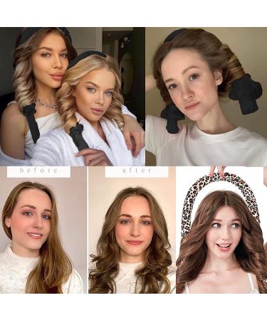 2-Piece Heatless Hair Rollers | No Heat Curls Silk Ribbon Curling Rods | Overnight Foam Curlers for Long & Medium Hair (Black+Leopard) - Buy Online on GoSupps.com