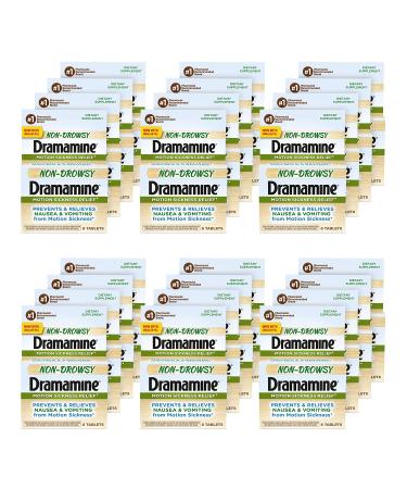 Dramamine Non-Drowsy, Motion Sickness Relief, Made with Ginger, 6 Count, Pack of 24 6 Count (Pack of 24) 6 count