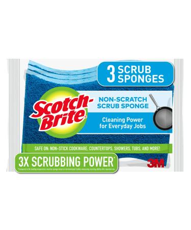 Scotch-Brite Non-Scratch Scrub Sponges, For Washing Dishes and Cleaning Kitchen, 3 Scrub Sponges