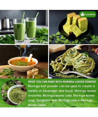 Lavendium Premium 120g (4.23oz) Moringa Leaf Powder 100% Natural and Pure from Moringa Leaves No Additives No Gluten No Sugar Vegan - Buy Online on GoSupps.com