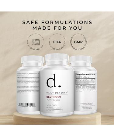Daily Defense Beet Root Supplements - Overall Vitality & Energy Supplements for Women & Men with Organic Black Pepper Powder & Beet Root Powder - 120 Organic Pills per Bottle - Buy Online on GoSupps.com