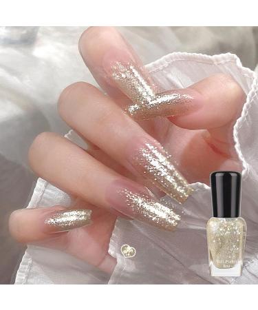 Glitter Nail Polish Shiny Silvery Golden Nail Varnish Champagne Gold Quick Dry Super Sparkling Long Lasting No Need Cure Easy to Apply DIY at Home Manicure Gift for Women & Girls - Buy Online on GoSupps.com