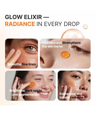 SkinHybrid Glow Elixir - Brightening Vitamin C Serum for Face with Niacinamide & Astaxanthin - Strengthens Skin Barrier, Evens Tone & Hydrates - Dark Spot Corrector, Lightweight (30ml / 1 fl oz) - Buy Online on GoSupps.com