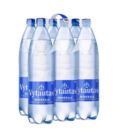 Vytauta's natural mineral water with carbon dioxide 1l (6 -pack) for maximum hydration rich in essential minerals such as calcium magnesium functional water high mineralization Original 1 l (6 Pack)