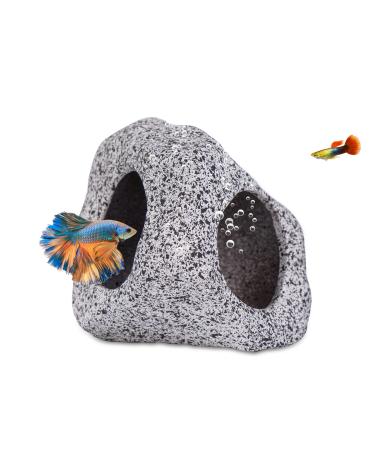 Aquarium Decorations Cave Betta Fish Tank Accessories Rock Cave Decor for Shrimp Cichlid Hiding Breeding Small Fish Bowl Hide Decorations Betta Toys Fish Hideout Stones House(Medium) .Medium