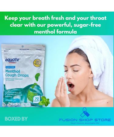 Equate Sugar Free Menthol Cough Drops- 70ct (1 Pack) Set with Fusion Shop Store Box (1) Small - Buy Online on GoSupps.com