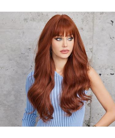 Haircube Auburn Wig | Long Wavy Synthetic Women's Wig | Heat-Resistant Everyday Use | Neat Chestnut Brown Style - Buy Online on GoSupps.com