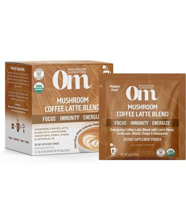 Om Mushrooms Coffee Latte Blend - 10 Packets (0.28 oz Each) | Mushroom Powered Energy Boost - Buy Online on GoSupps.com