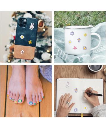 6 Sheets Small Daisy Nail Stickers Self-Adhesive Colorful Daisy Flowers Bunny Daisy Nail Stickers Floral Rabbit Leaves Nail Art Decals Decoration Accessories Suitable for Women and Girls - Buy Online on GoSupps.com