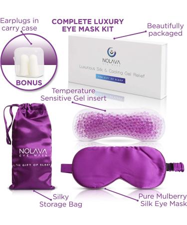 NOLAVA 100% Pure Mulberry Silk Sleep Eye Mask - Luxe Silk Cover for Women, Men, Moms - Purple | Gel Eye Mask | Warm Compress | Cooling Gel Pack | Adjustable Silk Band - Buy Online on GoSupps.com