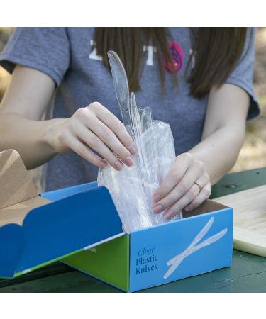 SafeWare 200 Heavy Duty Clear Plastic Knives - Disposable Silverware for Party, BBQ, Picnic, Family, Office, Restaurant - Buy Online on GoSupps.com