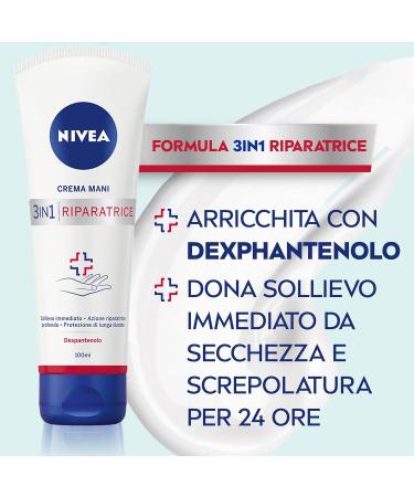  NIVEA Nivea 3-in-1 Repairing Hand Cream 24-hour nourishing and velvety formula with dexpanthenol for immediate relief and long-lasting protection on dry reddened cracked skin 4 x 100ml bottles - Buy Online on GoSupps.com