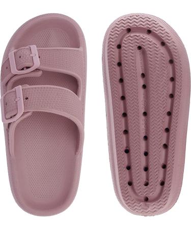 WHITIN Cloud Slides - Double Buckle Adjustable Pillow Slippers for Women Men - Ultra Cushion Sandals in Blush - Buy Online on GoSupps.com