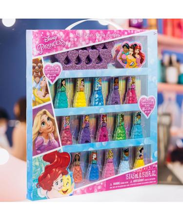 Disney Princess 15 Piece Water-Based Nail Polish Set for Kids | Quick Dry & Peel Off | Gift Kit with Toe Spacers | Ages 3 - Buy Online on GoSupps.com