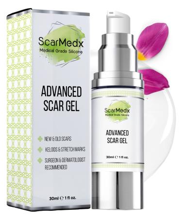 ScarMedx Advanced Scar Gel for Surgical Scars  Burns  Keloids  & Acne Scars - Medical Grade Silicone Scar Gel Treatment & Scar Removal Cream For Stretch Marks  Tummy Tuck & C-Section Recovery