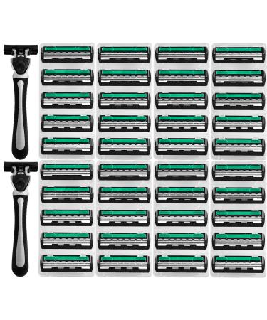 2 x Men's Razor with 40 Replaceable Blades with 3 Blades Each - Super Wet Razor Disposable Razor Men's Shaver Men's Razor