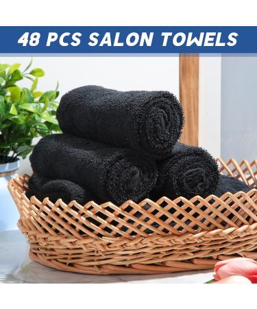 Moukeren 48-Piece Bleach Proof Salon Towels Bulk | Cotton 16''x25'' | Highly Absorbent Hair Towels for Stylists, Estheticians, Spa | Black - Buy Online on GoSupps.com