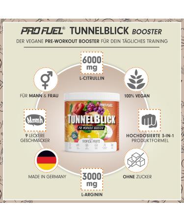 Pre-Workout Booster Tropical Fruits 440g - Vegan Training Booster with Citrulline Arginine Taurine Caffeine | 20 Portions of Delicious Energy - Buy Online on GoSupps.com