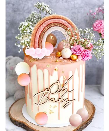 JeVenis 16 PCS Boho Cake Topper Boho Rainbow Cake Decorations Boho Cake Topper Girls Birthday Baby Shower Cake Topper Pink1 - Buy Online on GoSupps.com