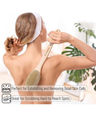 Double Sided Shower Brush | Long Handle Back Scrubber and Bath Brush - Buy Online on GoSupps.com