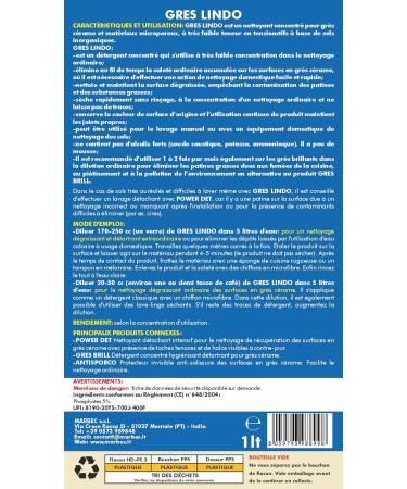 Marbec LINDO 1LT GRES + MELAMINE PAD Detergent for cleaning porcelain stoneware degreases and does not contaminate the surface with greasy surfactants and rinsing agents. - Buy Online on GoSupps.com
