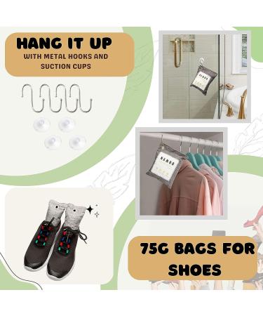 Namoo Natural Air Purifying Charcoal Bags - 10 Pack, Odor Eliminator with Hooks, Suction Cups - 200g x 4 Pack + 75g x 6 Pack - Buy Online on GoSupps.com