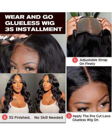 Wear And Go 20 Inch Body Wave Lace Front Wig | Pre Cut Glueless Wig with 4x4 Closure | Human Hair Pre Plucked | Beginner Friendly - Buy Online on GoSupps.com