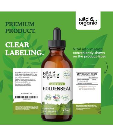 Wild & Organic Goldenseal Tincture - Respiratory Lung Health Drops & Digestive Support - 4 oz Liquid Extract - Buy Online on GoSupps.com