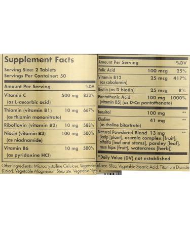 Solgar B-Complex with Vitamin C Stress Formula 100 Tablets - Energy Metabolism Support - Buy Online on GoSupps.com