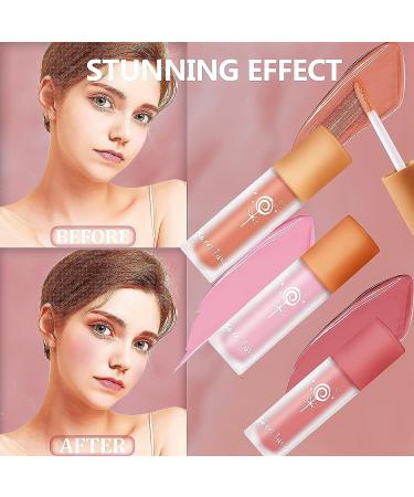 3 Colors Cream Liquid Blush Trio | Soft Matte Cheek/Lip/Eye Makeup | Lightweight & Long Lasting | Natural-Looking Hazy Feel - Buy Online on GoSupps.com