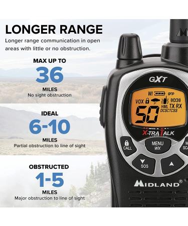 Midland 50 Ch Waterproof GMRS Two-Way Radio - Long Range Walkie Talkie w/ 142 Privacy Codes, SOS Siren, NOAA Weather Alerts - Black/Silver 3-Pack - Buy Online on GoSupps.com