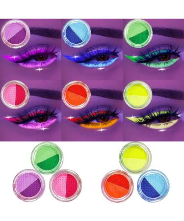 GLAHORSE UV Glow Blacklight Eyeliner - 12 Bright Colors, Water Activated, Body/Face Makeup for Halloween & Club Art with 3 Free Sticks - Buy Online on GoSupps.com