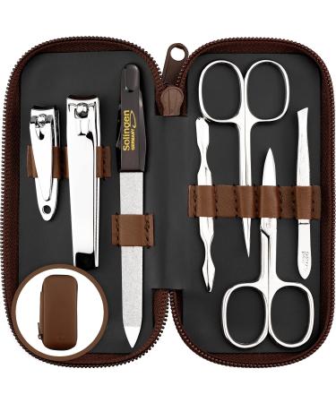 marQus Solingen Germany Manicure Sets for Women & Men 7 Pcs Set - Quality Grooming Kit Nail Clippers & Toenail Clippers tweezers Nail Kit - Fabulous Gift for all Occasions 6. Brown