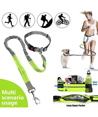 Hands Free Dog Leash with Zipper Pouch Dog Walking Belt with Leash Dual Handle Elastic Band Reflective Adjustable Waist Leash Bag Pack for Medium Dogs for Running Walking Hiking Biking - Buy Online on GoSupps.com