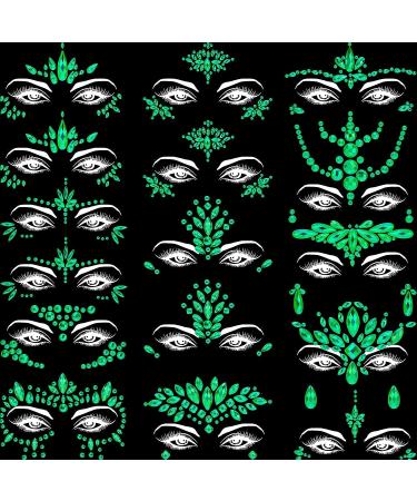 16 Piece Glow in The Dark Face Gems - Luminous Temporary Tattoo Stickers for Rave, Mermaid & Halloween Makeup - Buy Online on GoSupps.com