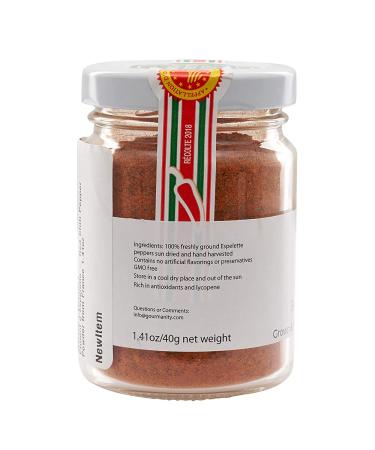 Gourmanity Piment d'Espelette Red Chili Pepper Powder 1.41oz Jar | Gorria Variety AOC Classified Non-GMO Spice from France - Ideal for Chili Con Carne, Chipotle, Mexican, Thai, Indian Cuisine - Buy Online on GoSupps.com