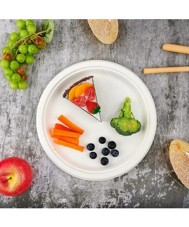 Vplus 150 Pack Compostable 10 inch Paper Plates - Biodegradable Eco-Friendly Sugarcane Plates - Super Strong & Natural - White - Buy Online on GoSupps.com