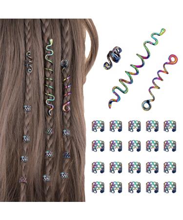 23 Pieces Dreadlock Jewellery Hair Spirals Clips Hair Braid Rings Adjustable Metal Cuffs Hair Dreadlocks Accessories Cuffs Hair Accessories Set Hair Spirals Dreadlocks for Men and Women (A)