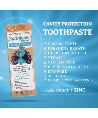 SprinJene Kids Vanilla Toothpaste - Fluoride Free Cavity Protection SLS Free Toxic Free (4 Pack) - Safe for Children 2 Years & Up - Buy Online on GoSupps.com
