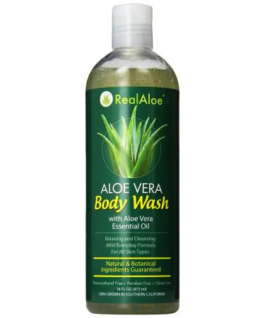 Real Aloe Body Wash with Aloe Vera Essential Oil 16 Oz